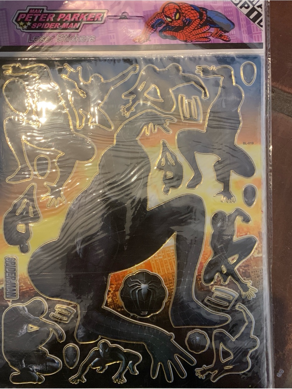 Peter Parker Spider-Man Black Silhouette Laser Stickers